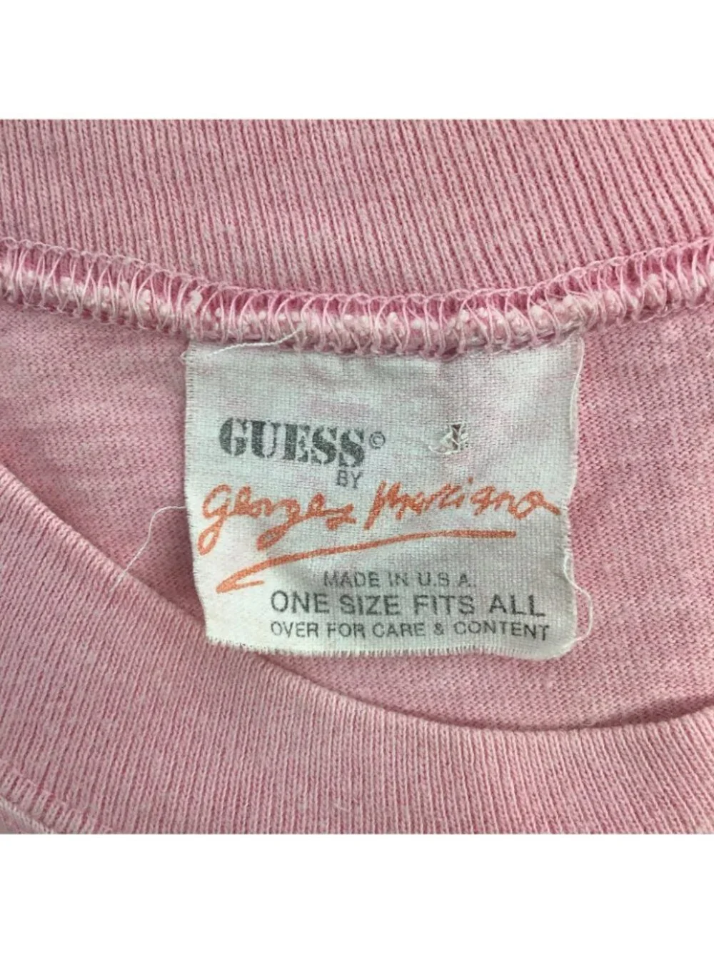 Vtg Guess by Georges Marciano Adult U.S.A Guess Embroidered Pink Blue Sz OS 90's - Picture 2 of 12